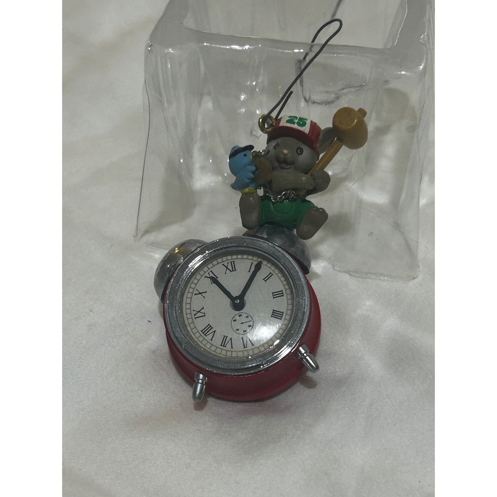 VTG Enesco All Set For Santa Mouse Alarm Clock Ornament 1991 Made-to-Measure